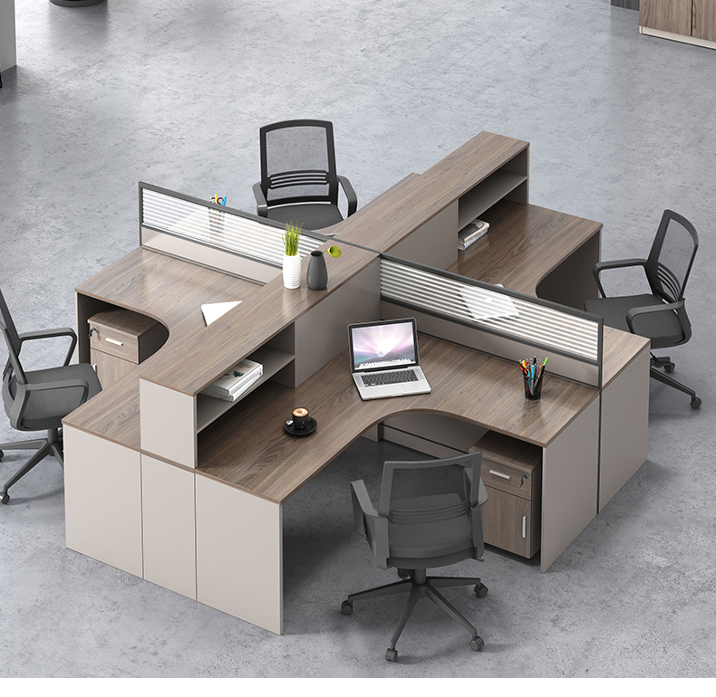 职员办公桌办公室员工桌十字型双4四6人工位卡座财务屏风桌椅组合